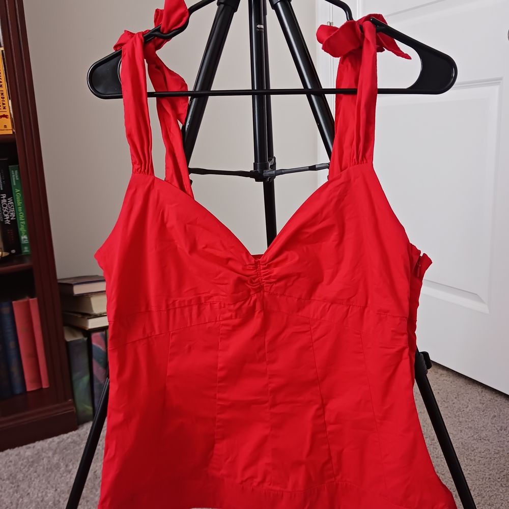 Odille Vibrant Red Tank Top with Bow Straps